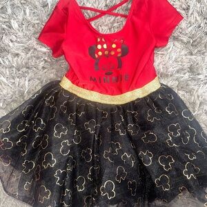 Minnie Mouse Red, Black & Gold Kids Dress